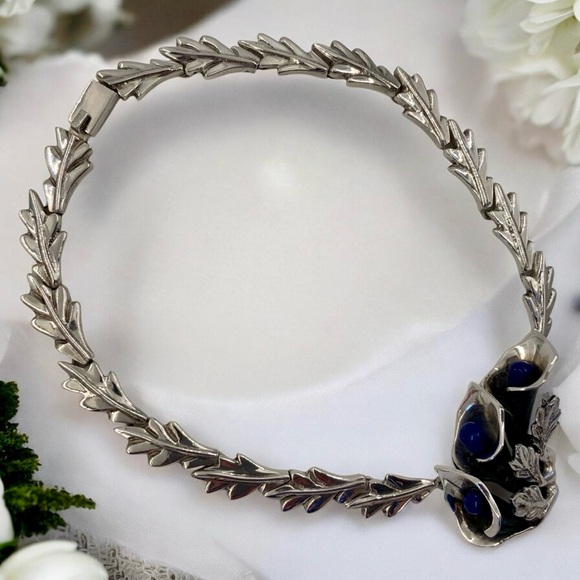 Vtg Taxco Mexico 950 Sterling & Lapis Lazuli Artisan Statement Necklace 136grams - Picture 10 of 10